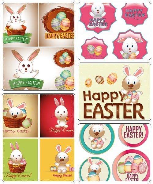 Set of spring and easter vintage elements, 25  - vector stock