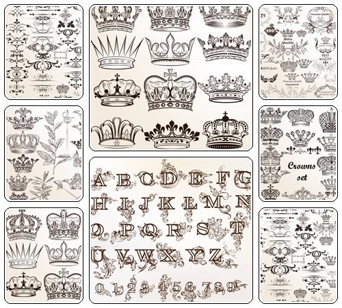 Crown collection, 7  - vector stock