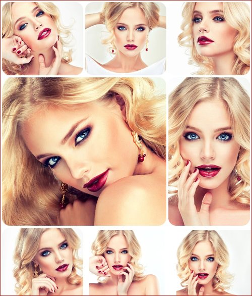 Blond fashion model girl- stock photo