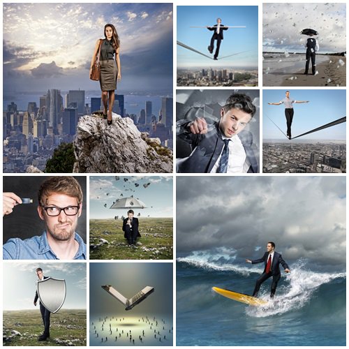 Creativ business people collage, 8 - stock photo