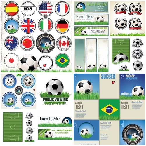 Soccer banner, set - vector stock