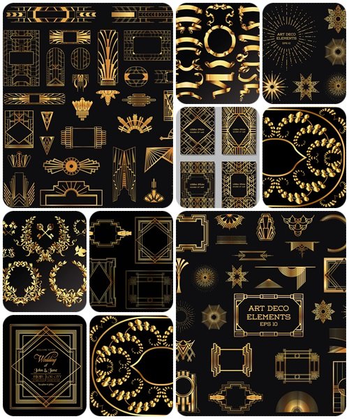 Gold Vintage frames and design elements - vector stock