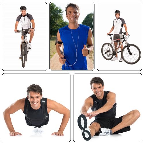Happy Young Man Stretching - Stock Photo