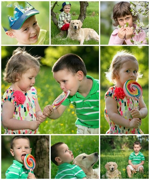 Children at spring time - Stock Photo