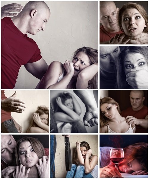 Violence in a family between the man and the woman - Stock Photo