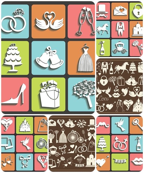 Vector Design wedding Flat icons for Web and Mobile - vector stock