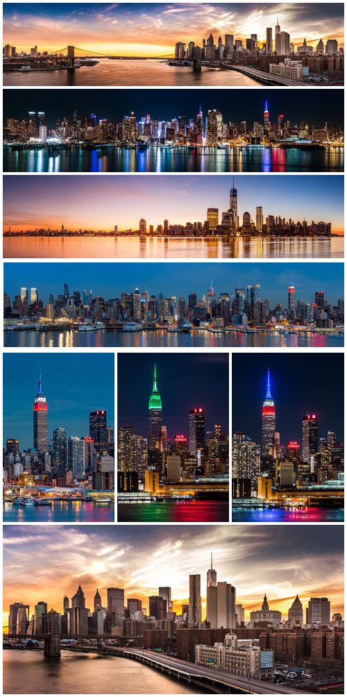 New York Skyline at sunset - Stock Photo