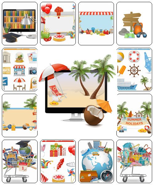 Holiday and travel elements and icons - vector stock