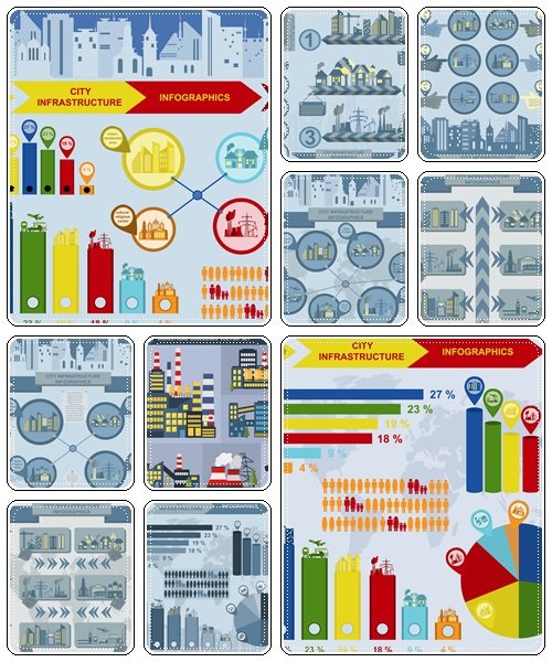 Set of elements infrastructure city, vector infographics - vector stock