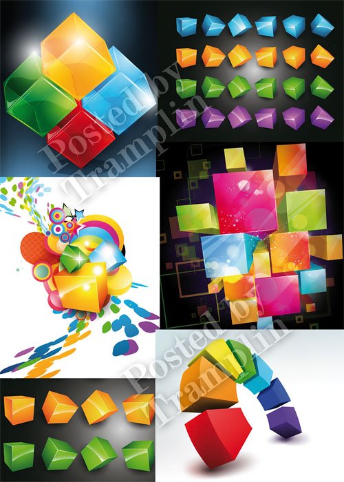 Векторные разноцветные кубики - Multi-colored cubes