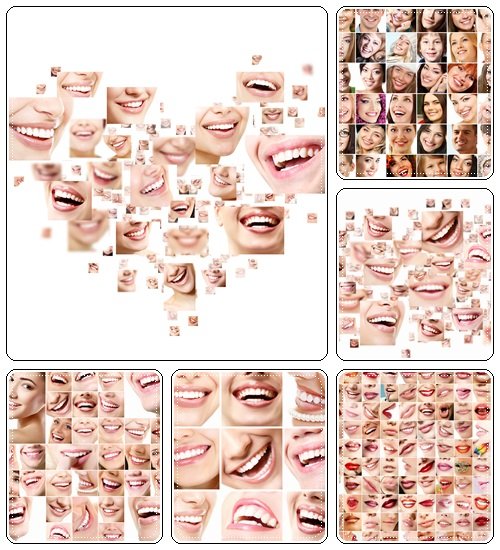 Collage of smiling faces - Stock Photo